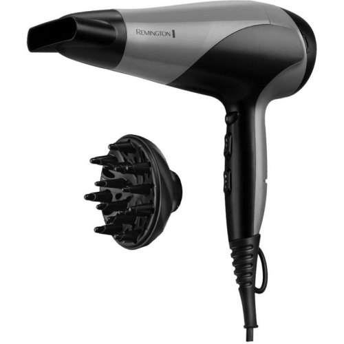 Фен Remington Ionic Dry, 2200Вт, 3 режими, дифузор,турмалинова іоніз-я, хол. обдув, сіро-чорний