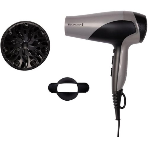 Фен Remington Ionic Dry, 2200Вт, 3 режими, дифузор,турмалинова іоніз-я, хол. обдув, сіро-чорний
