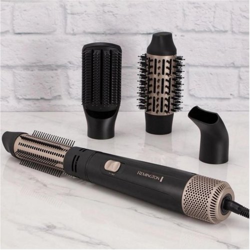 Фен-щітка Remington Blow Dry & Style Caring, 1000Вт, 2 режими, іоніз-я, хол. обдув, чохол, кераміка, чорно-золотий