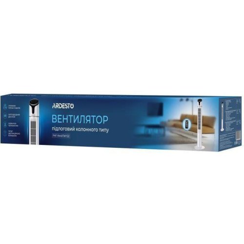 Вентилятор ARDESTO колонний, 110см, 50Вт, пульт ДК, дисплей, чорно-білий