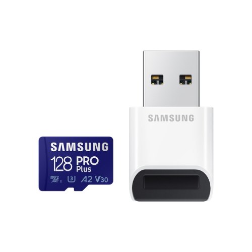 microSDXC карта 128GB Samsung PRO Plus UHS-I U3 V30 A2 з SD адаптером (MB-MD128KB/WW)