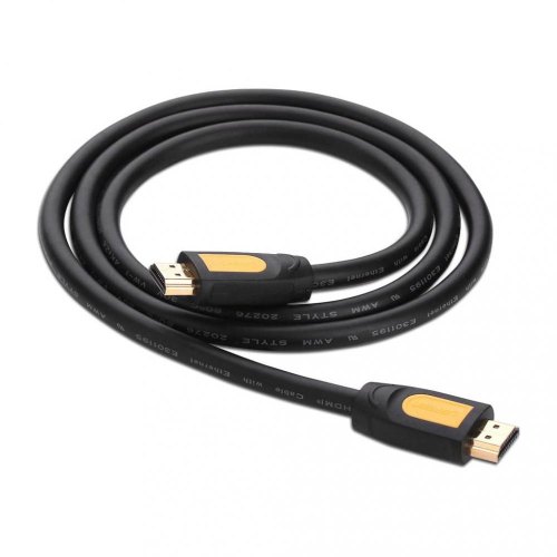 Кабель HDMI M - M, 5.0 м, V1.4 Round Cable 4K, HD101 UGREEN Чорний+Жовтий