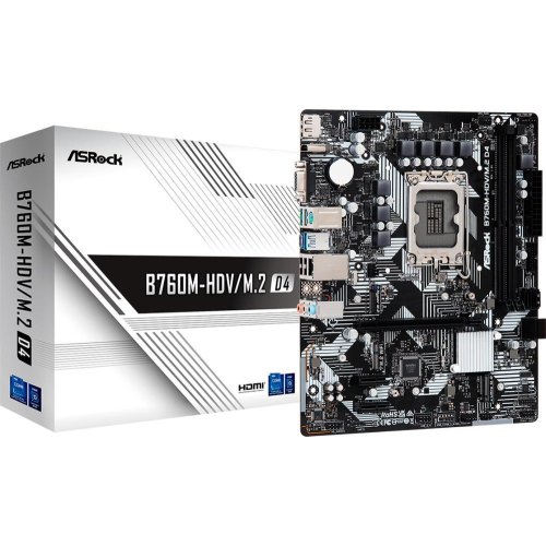 Mатеринська плата ASRock B760M-HDV/M.2 D4 s1700 B760 2xDDR4 3xM.2 DP HDMI VGA mATX