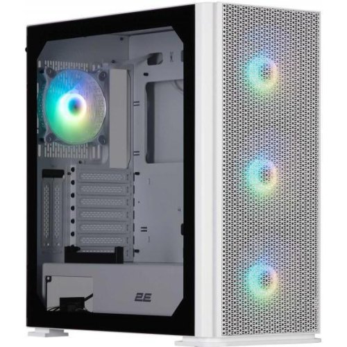 Корпус 2E Gaming Vertex GI01W, без БЖ, 2xUSB 3.0, 1xUSB Type-C, 3x140mm ARGB, 1x120mm ARGB, controller with remote, TG Side Panel, EATX, білий