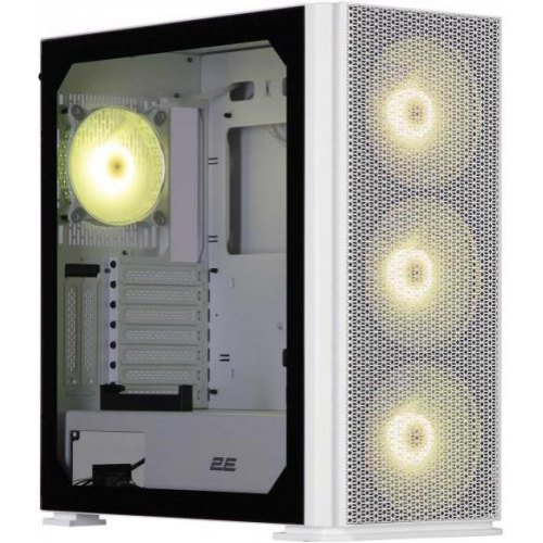 Корпус 2E Gaming Vertex GI01W, без БЖ, 2xUSB 3.0, 1xUSB Type-C, 3x140mm ARGB, 1x120mm ARGB, controller with remote, TG Side Panel, EATX, білий