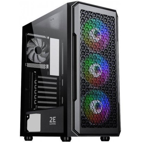 Корпус 2E Gaming Hexagon G338, без БЖ, 2xUSB 3.0, 1xUSB Type-C, 1x120mm, 3x120mm ARGB, TG Side Panel, ATX, чорний