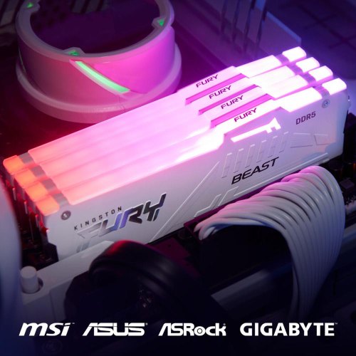Пам'ять ПК Kingston DDR5 16GB 5200 FURY Beast White RGB XMP