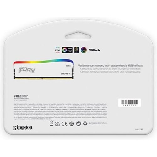 Пам'ять ПК Kingston DDR4 16GB 3600 FURY Beast White RGB SE