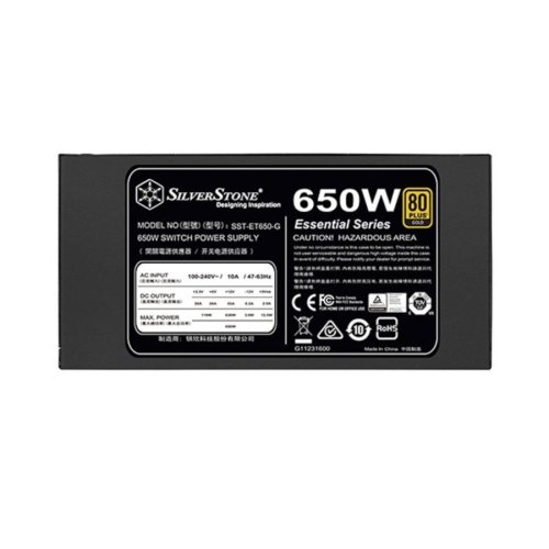 Блок живлення SilverStone Strider Essential (650W), >90%, 80+ Gold, 120mm, 1xMB 24pin(20+4), 1xCPU 8pin(4+4), 3xMolex, 8xSATA, 4xPCIe 8pin(6+2)
