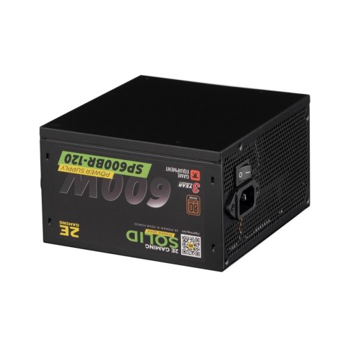 Блок живлення 2E Gaming Solid Power  (600W), >85%, 80+ Bronze, 120mm, 1xMB 24pin(20+4), 1xCPU 8pin(4+4), 3xMolex, 6xSATA, 4xPCIe 8pin(6+2)