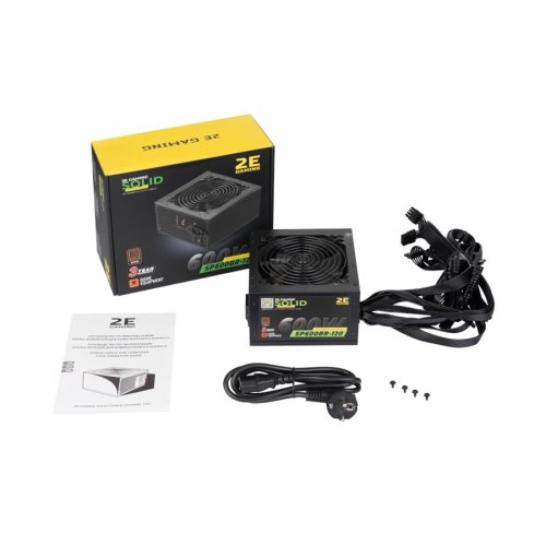 Блок живлення 2E Gaming Solid Power  (600W), >85%, 80+ Bronze, 120mm, 1xMB 24pin(20+4), 1xCPU 8pin(4+4), 3xMolex, 6xSATA, 4xPCIe 8pin(6+2)