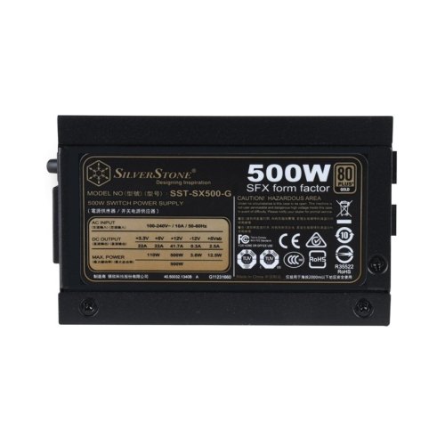 Блок живлення SilverStone Strider SFX  (500W), >90%, 80+ Gold, 92mm, 1xMB 24pin(20+4), 1xCPU 8pin(4+4), 3xMolex, 6xSATA, 2xPCIe 8pin(6+2), Fully Modul