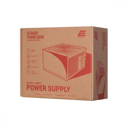 Блок живлення 2E Basic Power  (500W), 80%, 120mm, 1xMB 24pin(20+4), 1xCPU 8pin(4+4), 3xMolex, 4xSATA, 2xPCIe 8pin(6+2)