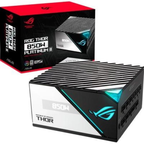 Блок живлення ASUS ROG THOR  (850W), >90%, 80+ Platinum, 135мм, 1xMB 24pin(20+4), 2xCPU 8pin(4+4), 6xMolex, 10xSATA, 83xPCIe 8pin(6+2), Fully Modular,