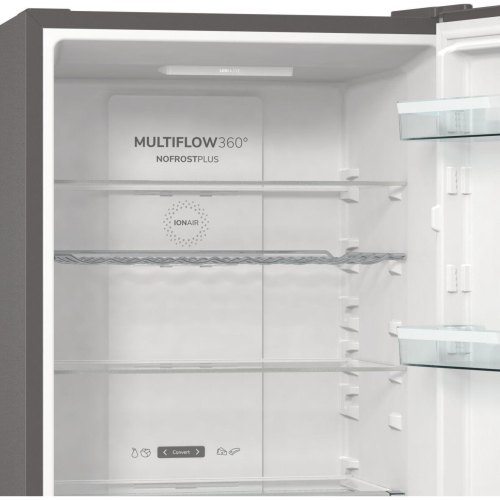 Холодильник з нижн. мороз. камерою Gorenje, 185х60х60см, 2 двері,203(99)л, А++, Total NF, Зона св-ті, Зовн. Диспл, нерж