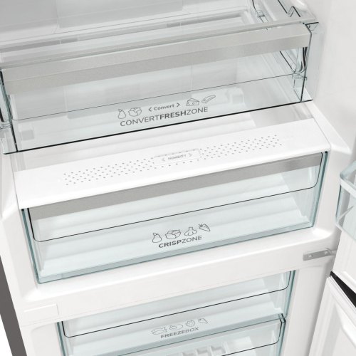 Холодильник з нижн. мороз. камерою Gorenje, 185х60х60см, 2 двері,203(99)л, А++, Total NF, Зона св-ті, Зовн. Диспл, нерж