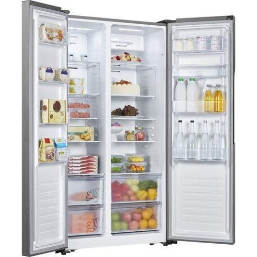 Холодильник SBS Gorenje, 179х65х91см, 2 двері, 334(174)л, А+, NF+, Зона св-ті, диспенсер, LED Диспл, Сірий