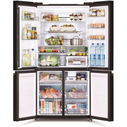 Холодильник Hitachi, 372л, нижня морозильна камера 196л, 4 дверей, А+, NF, інвертор, нульова зона, льодогенератор, сірий (R-WB720VUC0GMG)