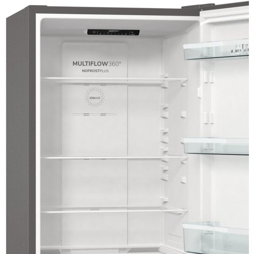 Холодильник з нижн. мороз. камерою Gorenje, 185х60х60см, 2 двері, 203( 99)л, А+, NoFrost+ , Зона св-ті, Внутр. Диспл, нерж