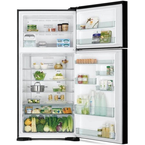 Холодильник Hitachi, 405л, верхня морозильна камера 145л, 2 дверей, А++, NF, інвертор, нульова зона, білий (R-VG660PUC7-1GPW)