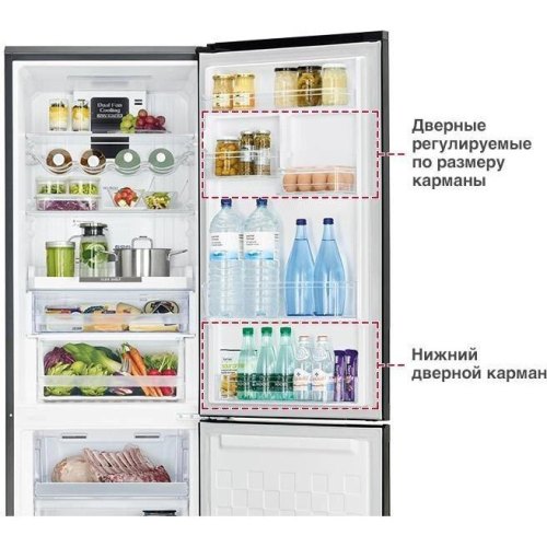 Холодильник Hitachi, 215л, нижня морозильна камера 115л, 2 дверей, А++, NF, інвертор, нульова зона, білий (R-BG410PUC6XGPW)