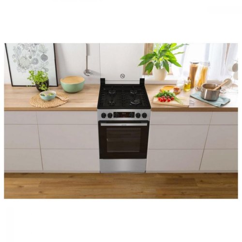 Плита Gorenje комбінована, 70л, 50x60см, дисплей, IconLed, емальовані, сірий