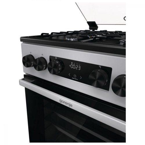 Плита Gorenje комбінована, 70л, 50x60см, дисплей, IconLed, емальовані, сірий