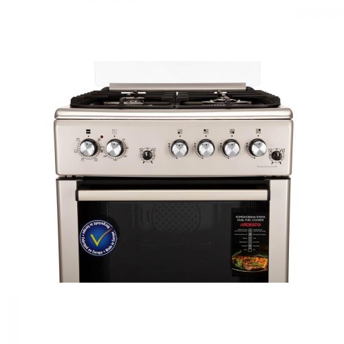 Плита ARDESTO комбі, 64л, 60x60см, конвекція, чавун, підсвічування, форсунки LPG (підключення газового балона), знімні направляючі, сріблястий