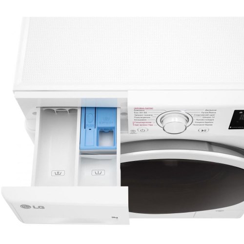 Пральна машина LG фронтальна, 9кг, 1400, A+++, 57см, дисплей, пара, інвертор, білий