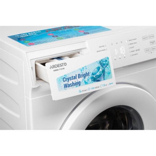 Пральна машина ARDESTO фронтальна Crystal Bright, 7кг, 1200, А++, 42см, дисплей, пара, сенсор.управл., дозавантаж., білий