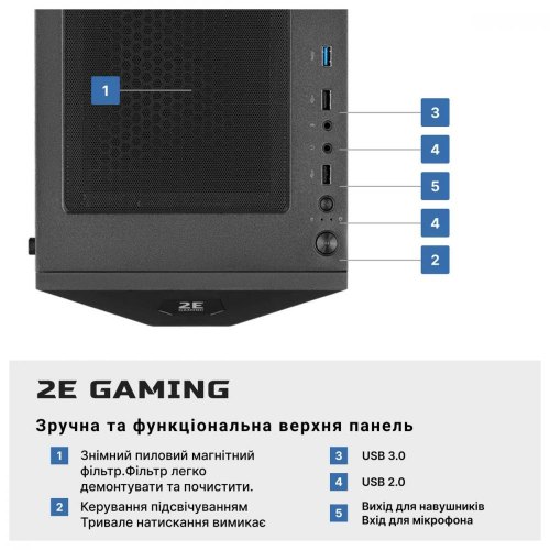 Комп’ютер персональний 2E Complex Gaming Intel i5-13400F, 16Gb, F1TB, NVD3060-8, H610, GH1, 500W, FreeDos