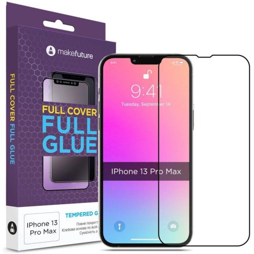 Захисне скло MakeFuture Full Cover Full Glue для Apple iPhone 13 Pro Max Black