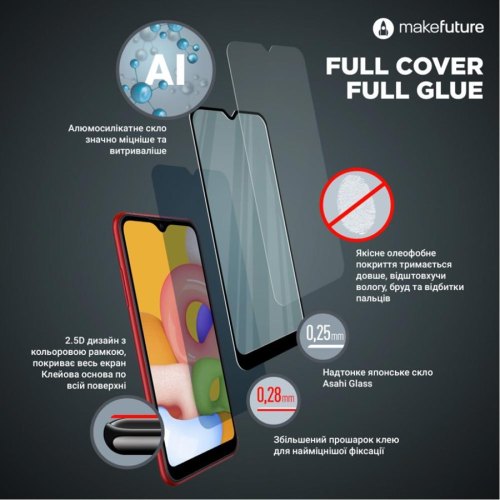 Захисне скло MakeFuture Full Cover Full Glue для Apple iPhone 13 Pro Max Black