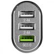 Автозарядка 3xUSB (3xUSB-A) QC3.0 2.4A біла Modecom