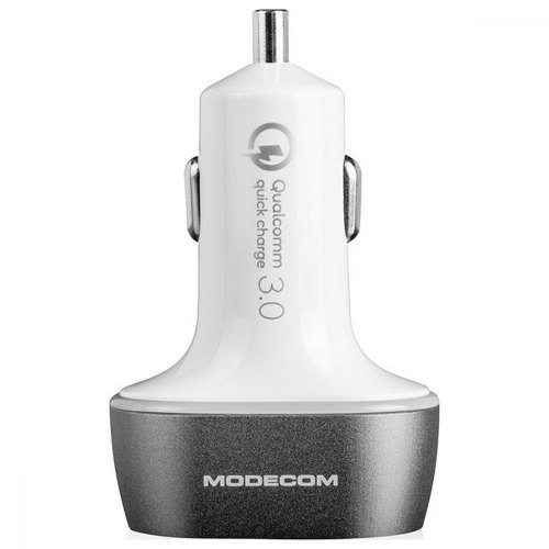 Автозарядка 3xUSB (3xUSB-A) QC3.0 2.4A біла Modecom