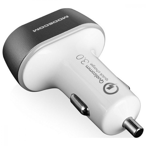 Автозарядка 3xUSB (3xUSB-A) QC3.0 2.4A біла Modecom