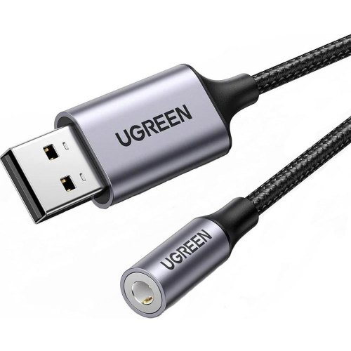 Звукова карта USB AUX jack, TRRS(Mic + Ear) KT0210 25 СМ Ugreen Чорна CM477