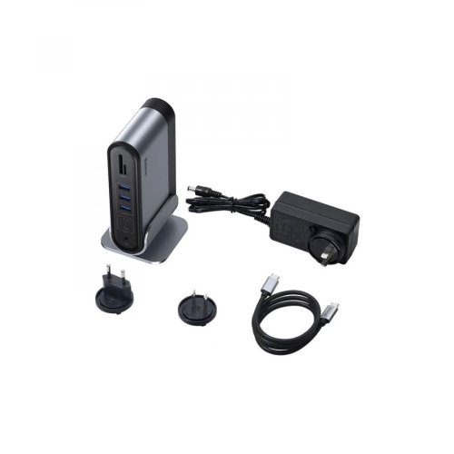 Док-станція USB3.2 Type-C-->2xHDMI/2xDP/2xUSB-C/3xUSB/RJ45/SD/TRRS 3.5mm/PD 100W + БЖ 16 in 1 Baseus