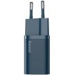 МЗП Baseus Super Si Quick Charger 1C for APPLE 20W (+ Simple Wisdom Data Cable Type-C to Lightning 1m), Blue