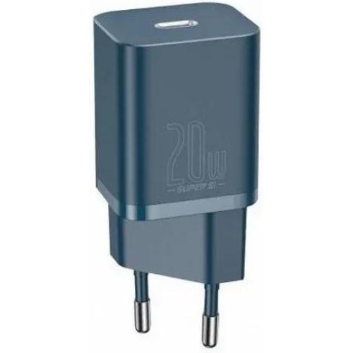 МЗП Baseus Super Si Quick Charger 1C for APPLE 20W (+ Simple Wisdom Data Cable Type-C to Lightning 1m), Blue