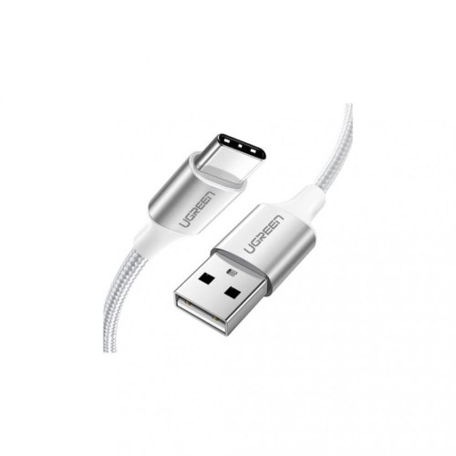 Кабель USB 2.0 AM-Type-C M, 1.5 м, 3.0A, (18W) Nickel Plating Aluminum Braid Білий, US288 UGREEN