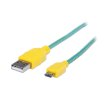 Кабель USB AM-micro BM, 1.0 м, обплетення (лазуровий/жовтий) Manhattan