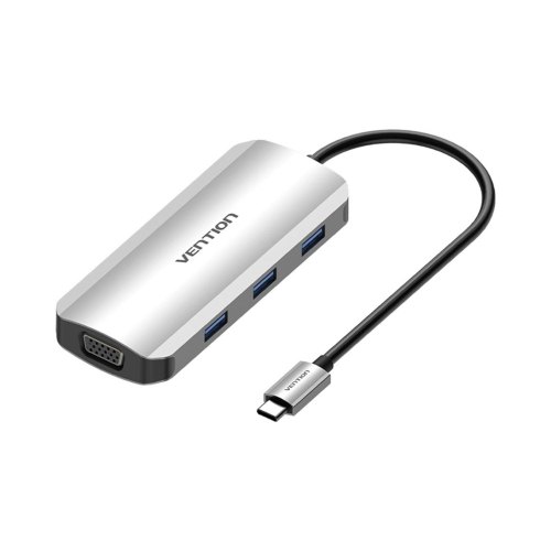 Док-станція USB3.1 Type-C --> HDMI/VGA/USB 3.0x3/PD 100W Hub 6-in-1 Vention