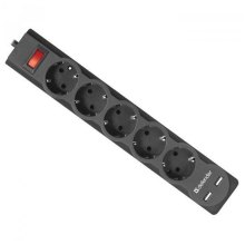 Power filtr Defender DFS 751 1,8 м, 5 розеток, 2xUSB, 2.1A