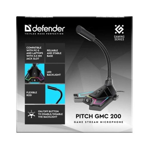 Ігровий стрім мікрофон Pitch GMC 200 3,5 мм, LED, провід 1.5 м