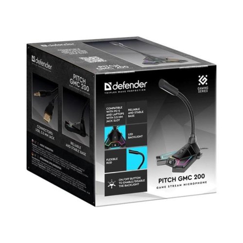 Ігровий стрім мікрофон Pitch GMC 200 3,5 мм, LED, провід 1.5 м