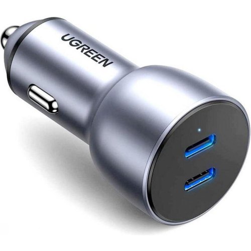 Автозарядка 2xUSB 40W (USB-C) QC 3.0+ Косм. Сіра (CD213) UGREEN