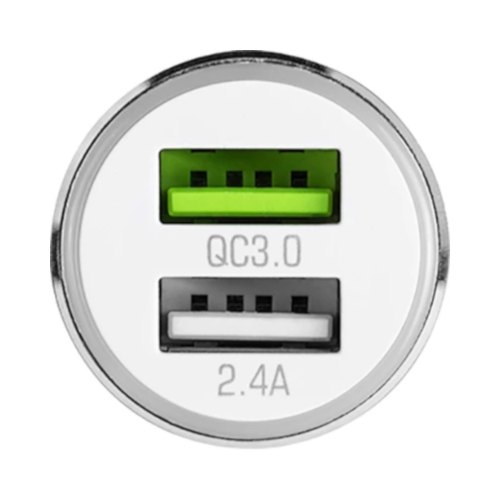 Автозарядка 2xUSB (2xUSB-A) 2.4A QC3.0 біла Modecom