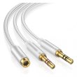 Кабель AUX 3.5мм TRRS - TRSx2 M/M 20 см UGREEN Aluminum Case AV140 Білий