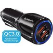 Автозарядка 2xUSB 30W (2xUSB-A) QC3.0 3А UCA-100 чорна Defender